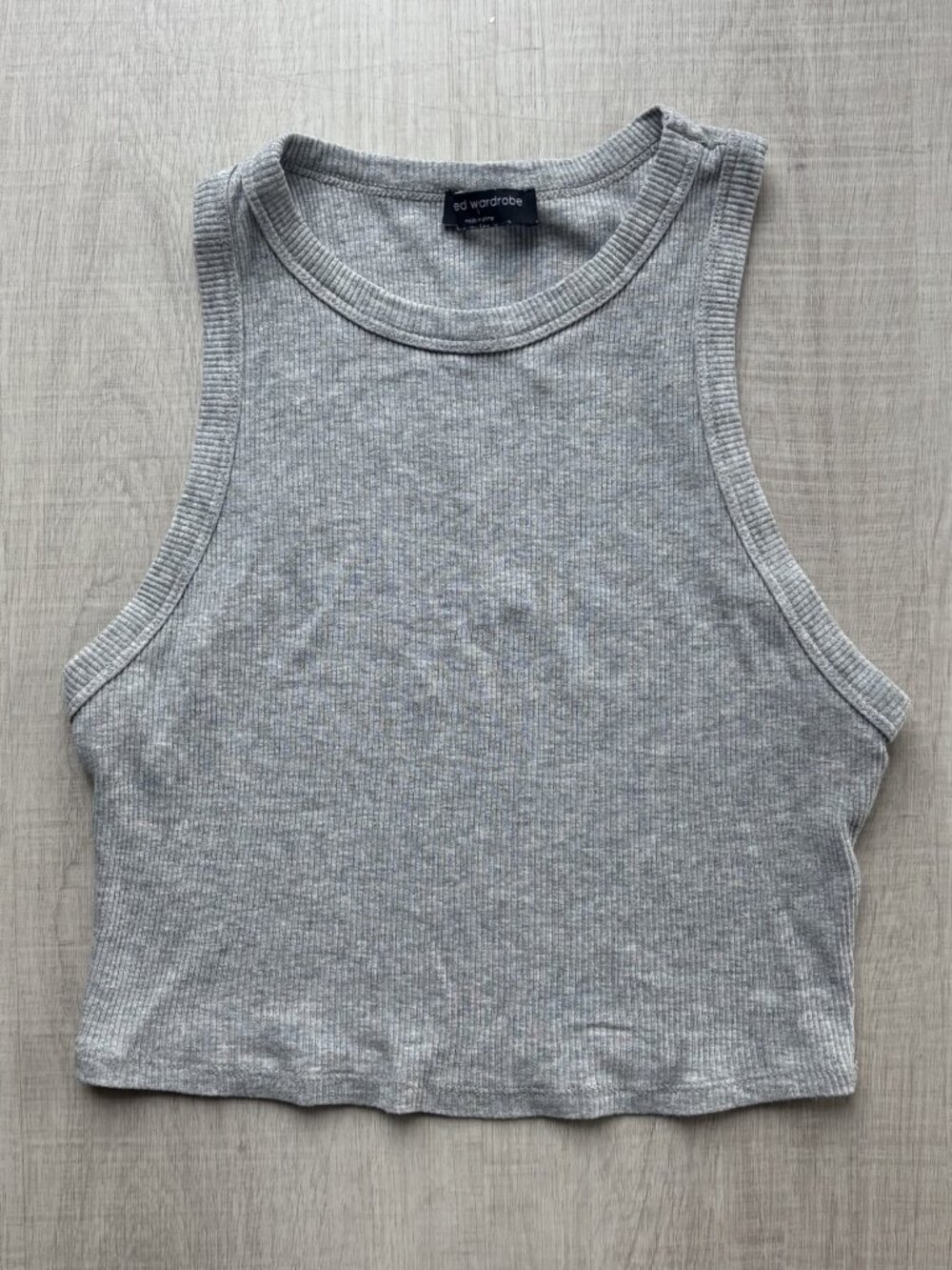 Naked Wardrobe - Ribbed Crop Tank - Women L - Gray